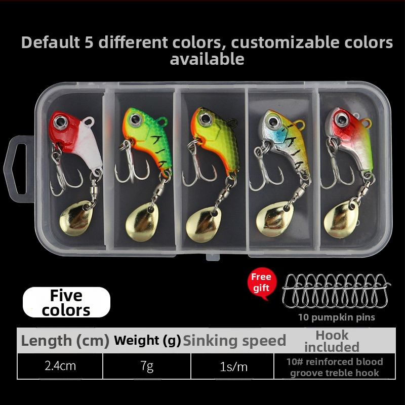 „VIB Luya“ masalas, mažas sūkurinis kabliukas su besisukančiais blizgučiais, metalinis ilgo veikimo kostiumas netikram masalui, lengva jūrinė žvejyba, užmauta ešerys