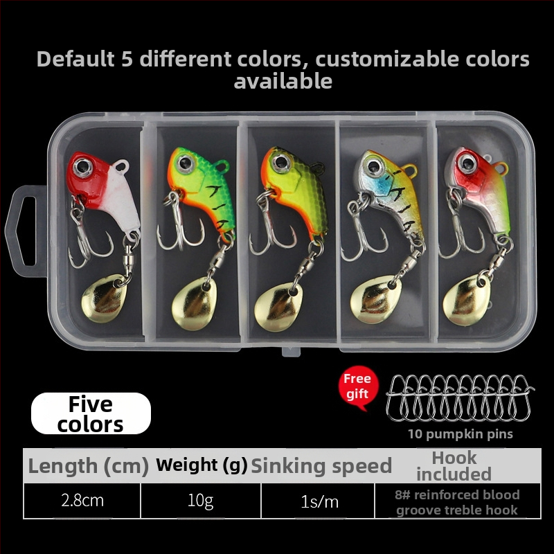 „VIB Luya“ masalas, mažas sūkurinis kabliukas su besisukančiais blizgučiais, metalinis ilgo veikimo kostiumas netikram masalui, lengva jūrinė žvejyba, užmauta ešerys