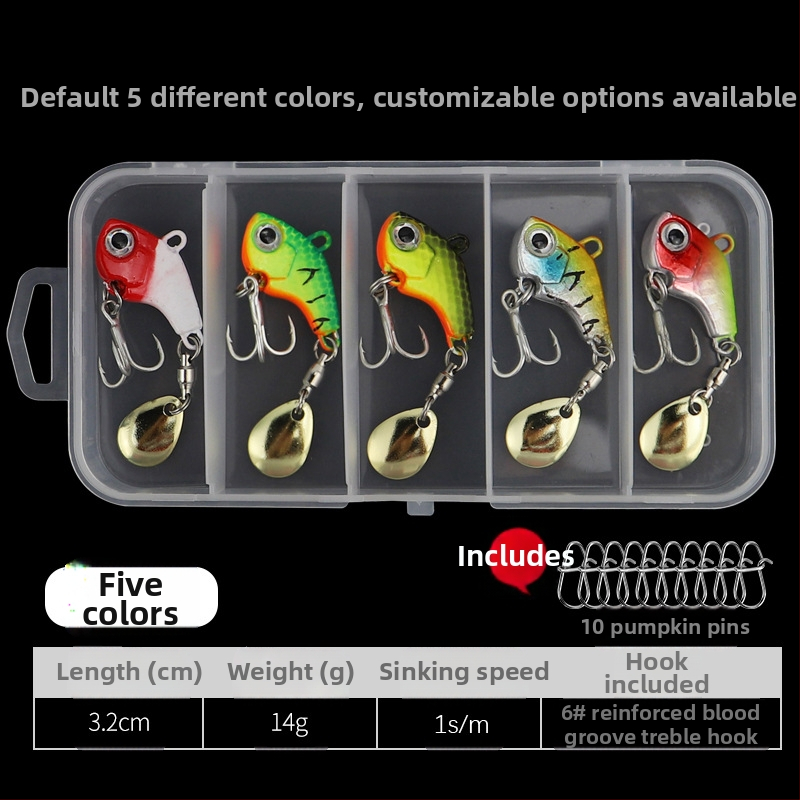 „VIB Luya“ masalas, mažas sūkurinis kabliukas su besisukančiais blizgučiais, metalinis ilgo veikimo kostiumas netikram masalui, lengva jūrinė žvejyba, užmauta ešerys