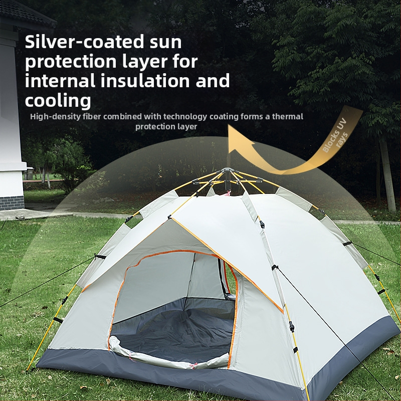 Kokkupandamatu kaasaskantav hõbetatud päikesekaitsekreemiga kahe uksega ventileeritav matkatelk, tuulekindel, kerge, kiiresti avatav telkimiseks