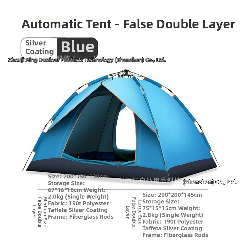 Kokkupandamatu kaasaskantav hõbetatud päikesekaitsekreemiga kahe uksega ventileeritav matkatelk, tuulekindel, kerge, kiiresti avatav telkimiseks