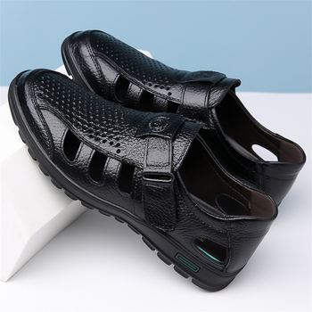 Pantofi de vară din piele de afaceri 2024, pantofi din piele moale pentru tătic, pantofi cu găuri goale pentru bărbați, sandale, pantofi casual, pantofi pentru bărbați