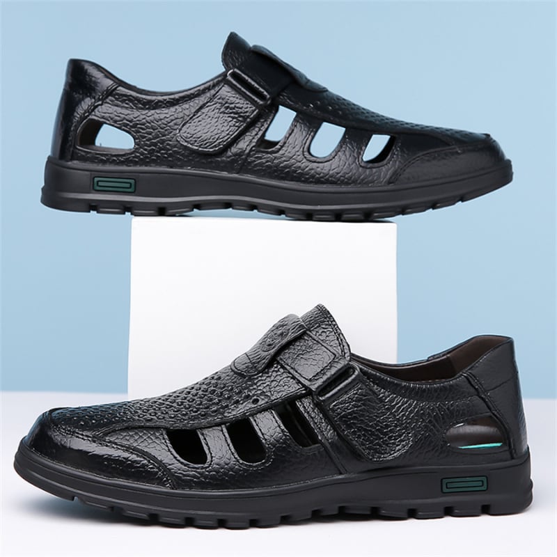 Pantofi de vară din piele de afaceri 2024, pantofi din piele moale pentru tătic, pantofi cu găuri goale pentru bărbați, sandale, pantofi casual, pantofi pentru bărbați