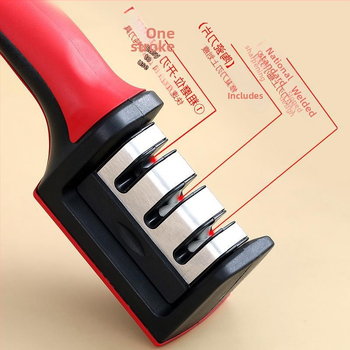 Noa teritamine volframterasest kolmeastmeline terituskivi majapidamisköögi noa teritaja artefakti terituskivi käsitsi kiire teritamise tööriist