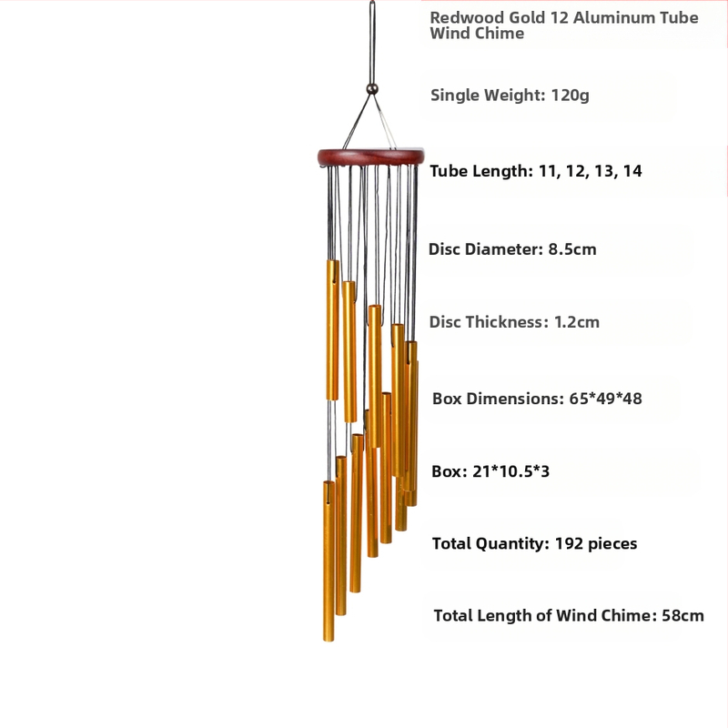 Metallist tuulekell 12-toruga alumiiniumtoru ripats kodu rõdu ripats piiriülene Temu mälestuskingitus hulgimüügi kell