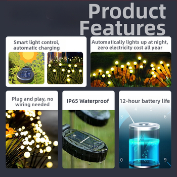 Ηλιακή λάμπα Firefly, λάμπα τοπίου αυλής, διασυνοριακή λάμπα ατμόσφαιρας κήπου, νέα εξωτερική λάμπα γκαζόν, λάμπα Swing