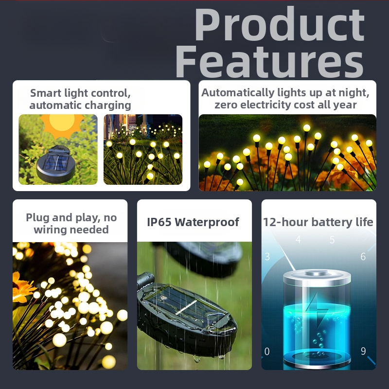 Соларна лампа за светулка, лампа за двор, лампа за ландшафтен дизайн, трансгранична градинска атмосфера, нова външна лампа за тревна площ, люлееща се лампа