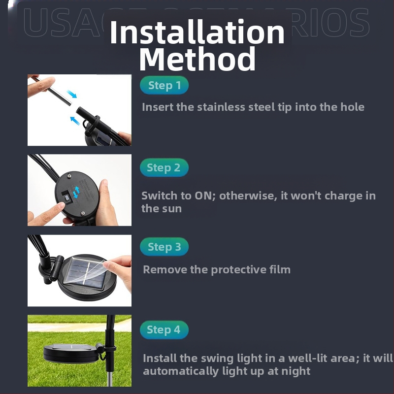 Соларна лампа за светулка, лампа за двор, лампа за ландшафтен дизайн, трансгранична градинска атмосфера, нова външна лампа за тревна площ, люлееща се лампа