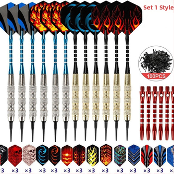 Смесени 18g железни, помеднени, безопасни меки стрелички 12 стрелички + 42 опашни крила + 100 главички + 6 алуминиеви пръчки безплатно