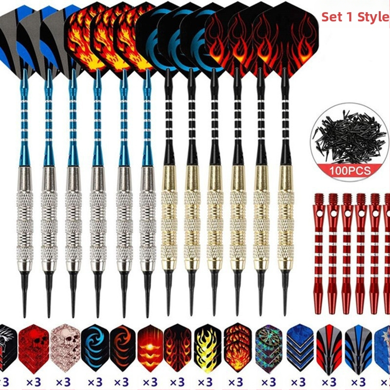 Смесени 18g железни, помеднени, безопасни меки стрелички 12 стрелички + 42 опашни крила + 100 главички + 6 алуминиеви пръчки безплатно