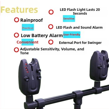 Трансграничен нов продукт Многофункционален риболов 1 до 4 Аларми Цифров морски прът Нощен риболов Интелигентна кука за кълване Мигаща светлинна аларма
