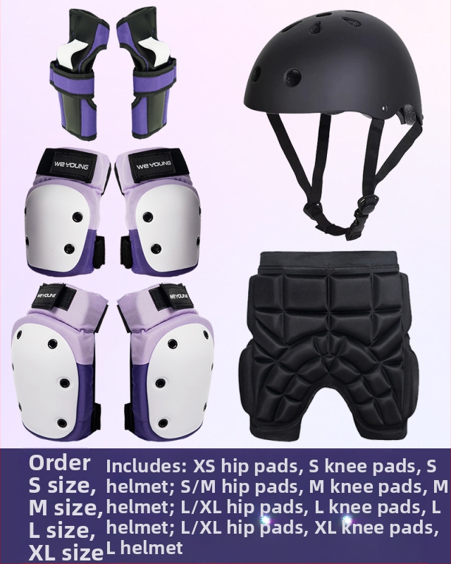 Riedlenčių apsaugos Profesionalus riedučių sportas Vaikų ir suaugusiųjų čiuožimas Kelių apsaugos Alkūnių apsaugos Delnų apsaugos Šešių dalių šalmas Luchongo čiuožimui