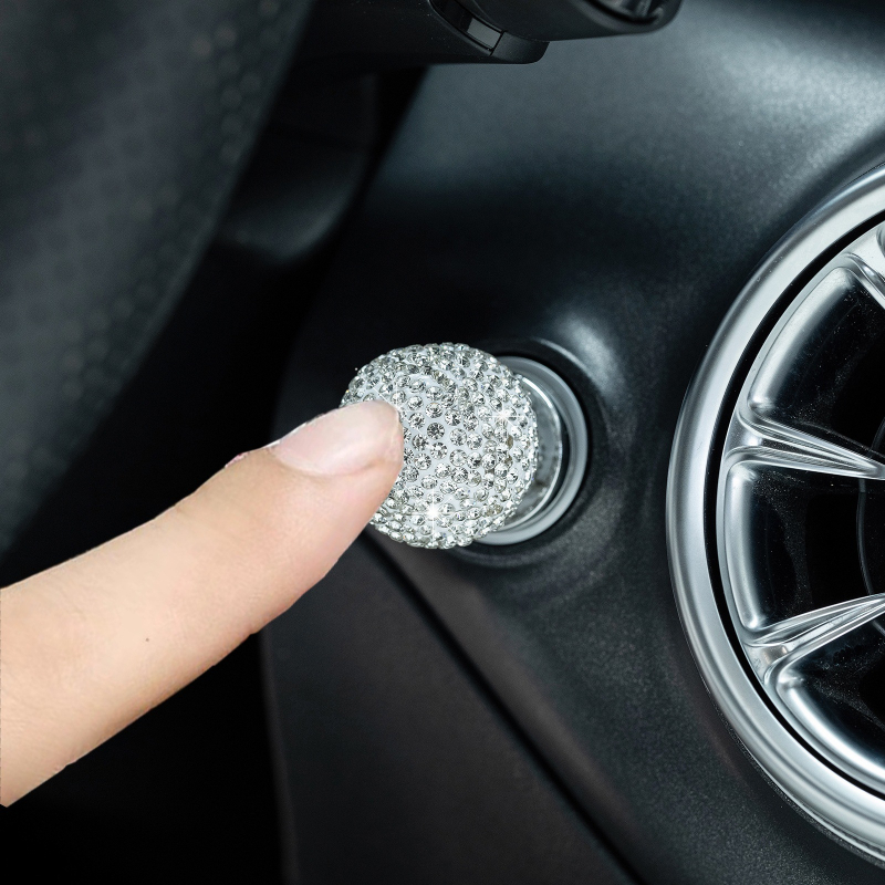 Uus teemantkuuliga ühe nupuga käivitusrõnga isiksusega ümmargune auto universaalne dekoratiivne rõngas auto süütenupu kate