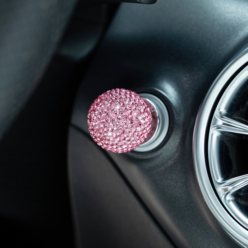 Uus teemantkuuliga ühe nupuga käivitusrõnga isiksusega ümmargune auto universaalne dekoratiivne rõngas auto süütenupu kate