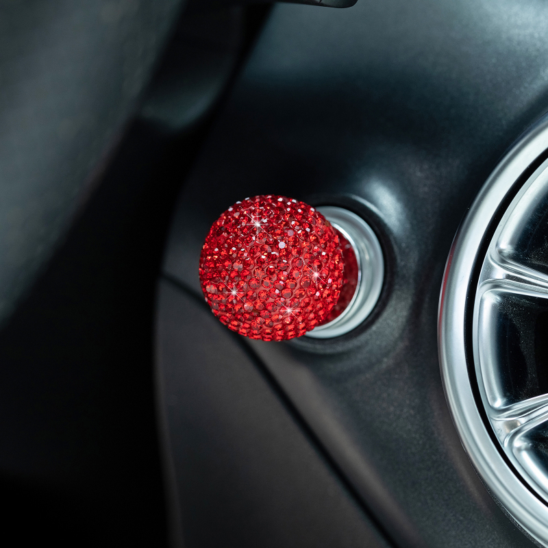 Uus teemantkuuliga ühe nupuga käivitusrõnga isiksusega ümmargune auto universaalne dekoratiivne rõngas auto süütenupu kate