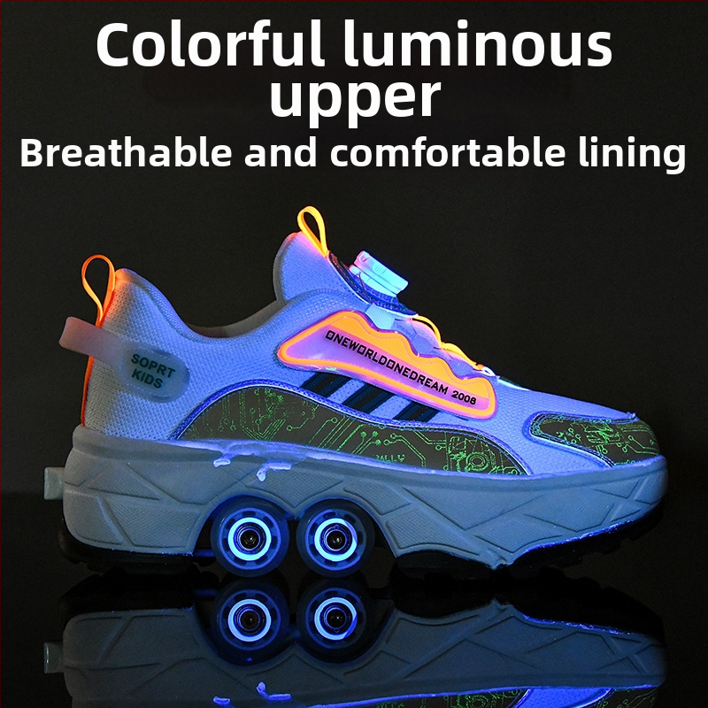 Детски обувки Runaway, невидими четириколесни свиващи се обувки за момичета, експлозивни обувки за ходене за момчета, нови обувки за възрастни с ролка за момичета за ученици от началното училище