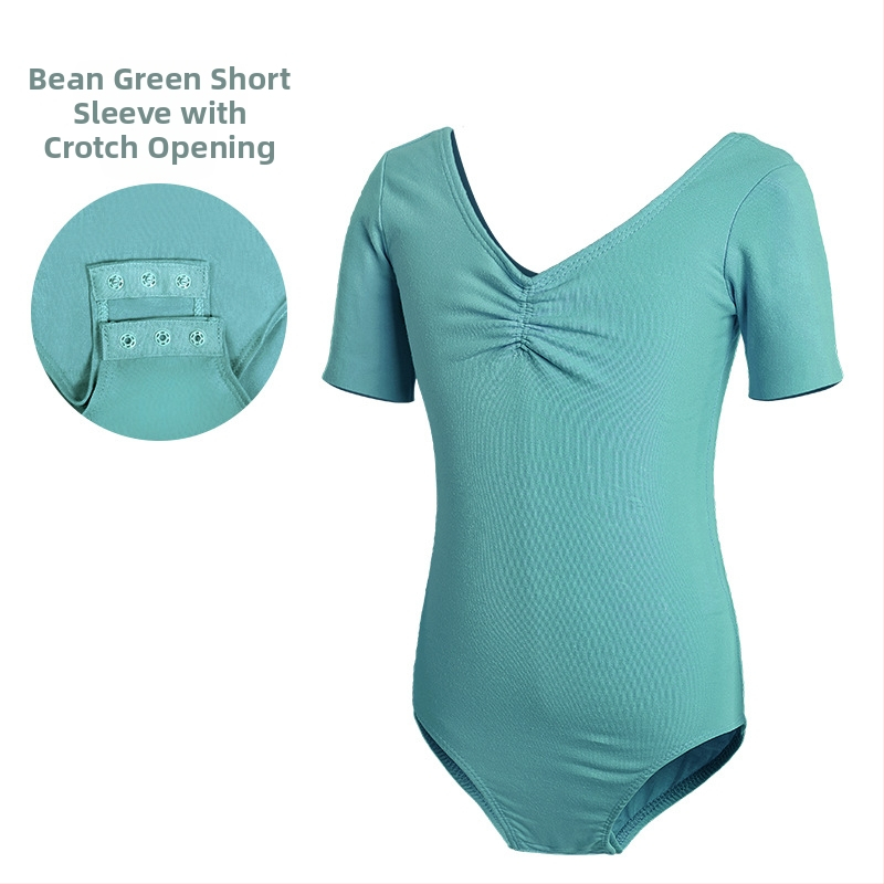 Детско танцово облекло, Дамско лятно боди с къс ръкав, Облекло за изпити по балетна гимнастика за момичета, Облекло за практикуване на китайски танци