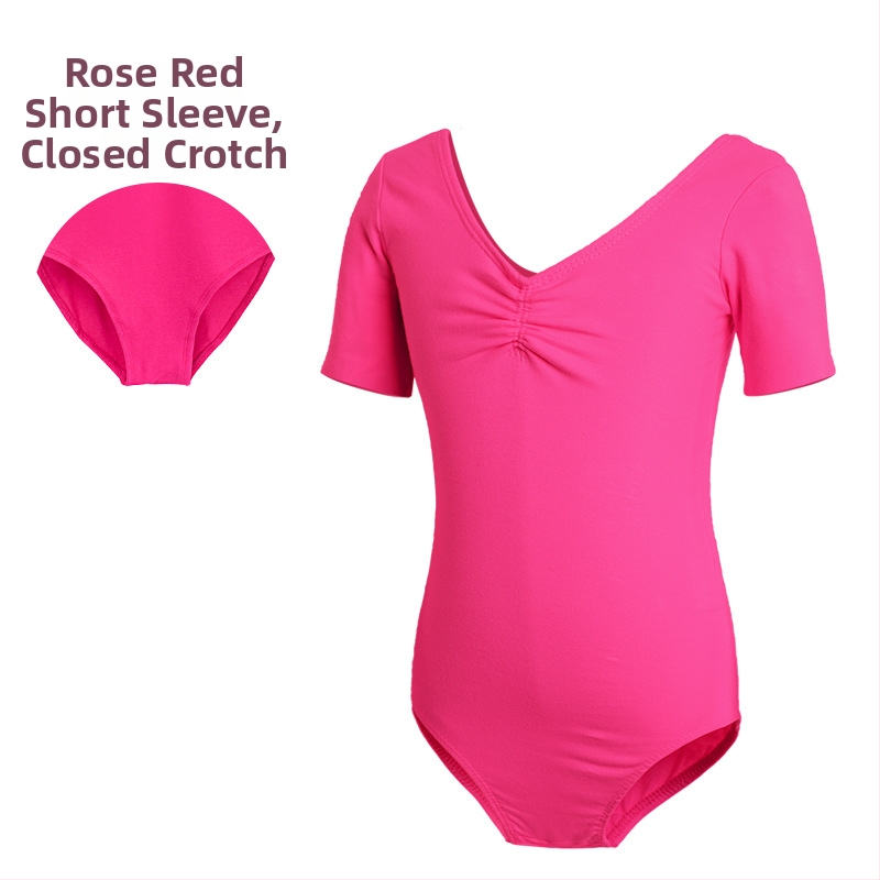 Детско танцово облекло, Дамско лятно боди с къс ръкав, Облекло за изпити по балетна гимнастика за момичета, Облекло за практикуване на китайски танци