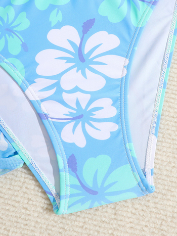 2024 Costume de baie noi europene și americane pentru copii, de dimensiuni mari, imprimate, cu plasă, pentru copii, costume de baie separate pentru femei