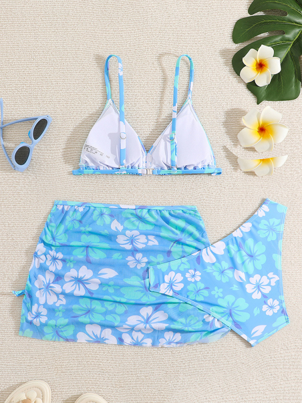 2024 Costume de baie noi europene și americane pentru copii, de dimensiuni mari, imprimate, cu plasă, pentru copii, costume de baie separate pentru femei