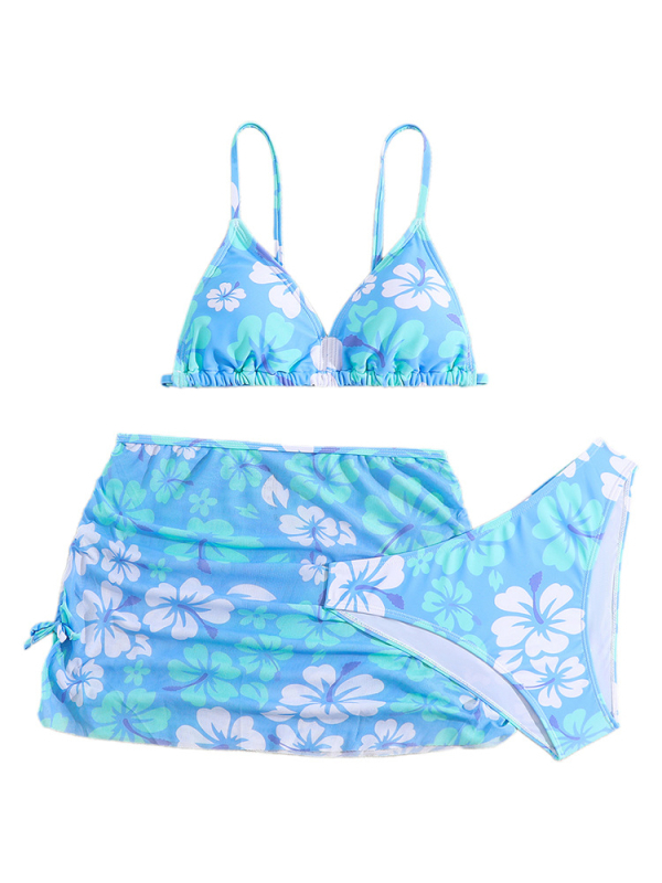 2024 Costume de baie noi europene și americane pentru copii, de dimensiuni mari, imprimate, cu plasă, pentru copii, costume de baie separate pentru femei