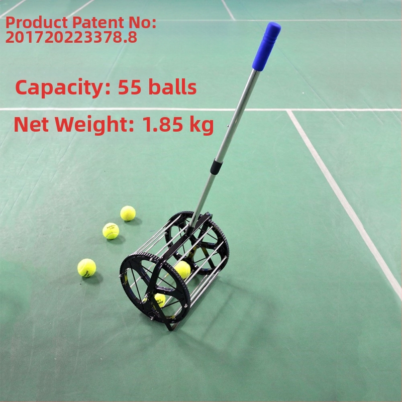 Tennisepallide korjaja trumlitüüpi automaatne pallide korjaja pallide korjaja treeningserveri raam, mida on lihtne korvi peale võtta