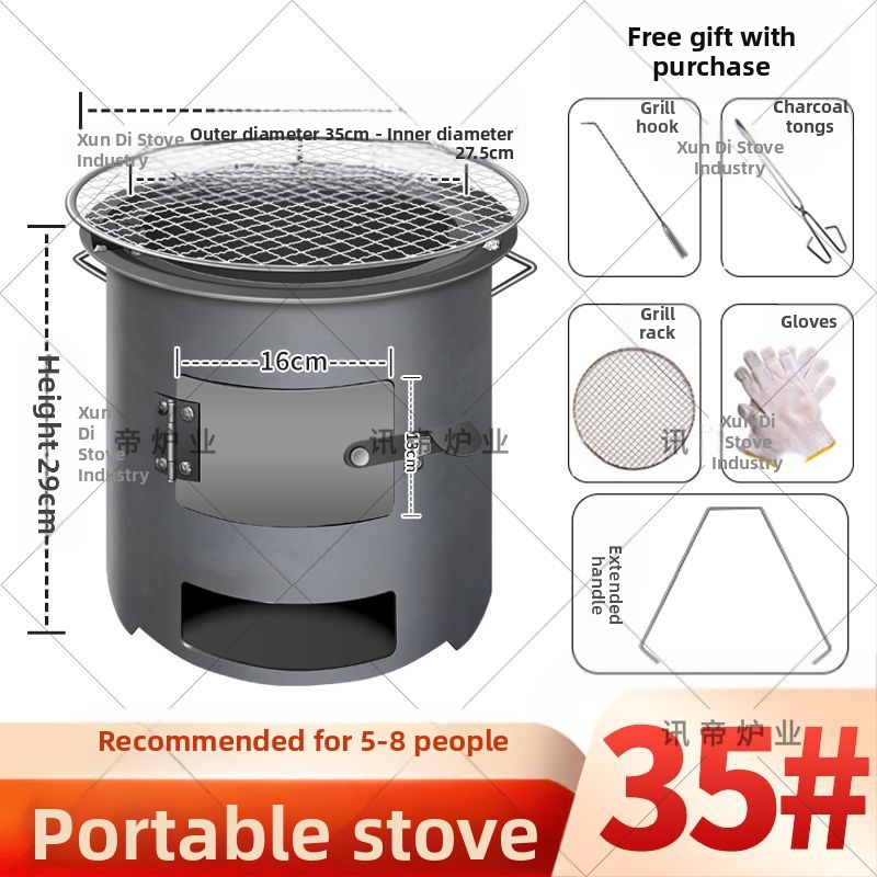 Lauko kepimo krosnelės, malkų degiklio šildymo, 06 daugiafunkcinės krosnelės, naujos nešiojamos, 5 arbatos perpylimo, kolekcija