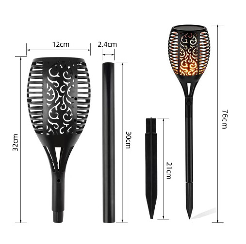 12-LED plameňová lampa Cross-Border, solárna lampa, vonkajšia záhradná lampa, zemná lampa, lampa na trávnik