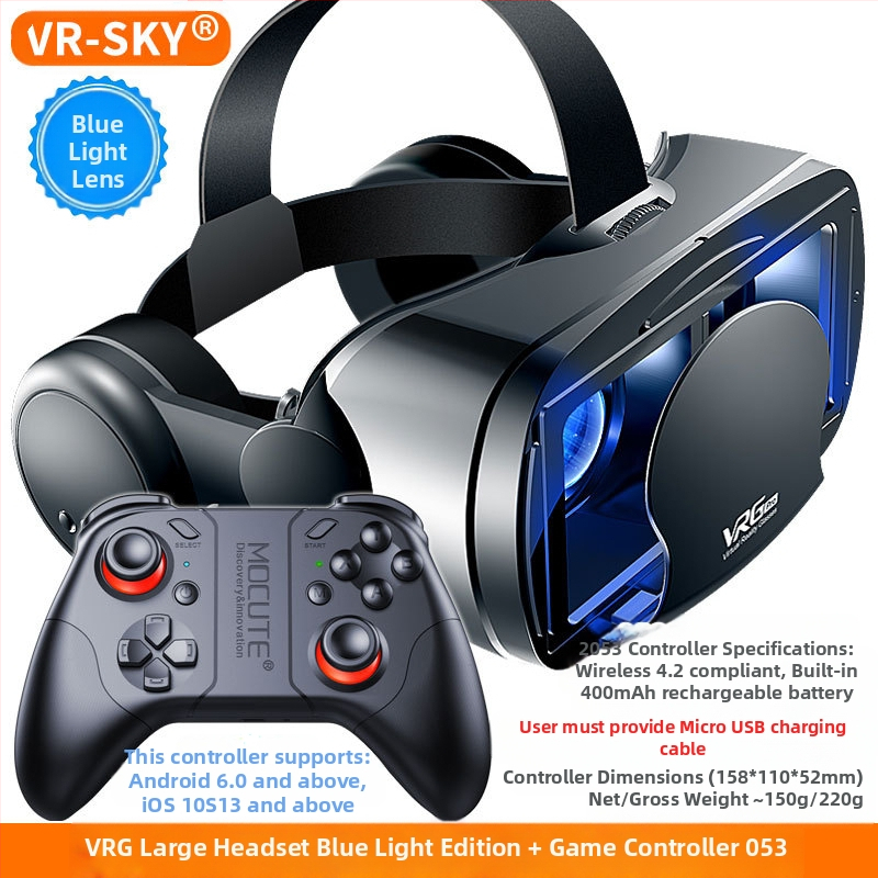 VRGPro VR szemüveg, kék szemvédő, új, nagyméretű fejhallgató, mobiltelefon, virtuális valóság sisak, 3D VR, határokon átnyúló választék