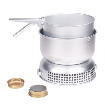 Комплект за външен алкохолен котлон, тенджера, алуминиева тенджера, кана за вода, шведска буря, ветроустойчива печка за пикник, преносим комплект