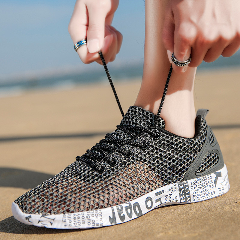 Pantofi de vară respirabili din plasă, stil coreean, subțiri, pantofi de alergare cu plasă mare, talpă goală, plus mărime, pantofi de plasă pentru bărbați