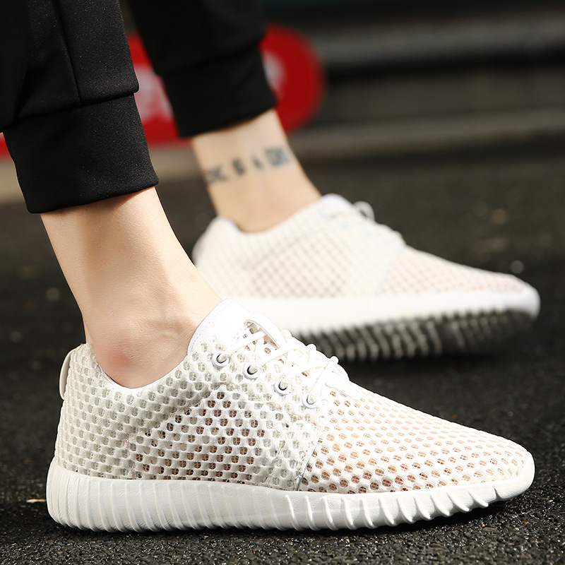 Pantofi de vară respirabili din plasă, stil coreean, subțiri, pantofi de alergare cu plasă mare, talpă goală, plus mărime, pantofi de plasă pentru bărbați