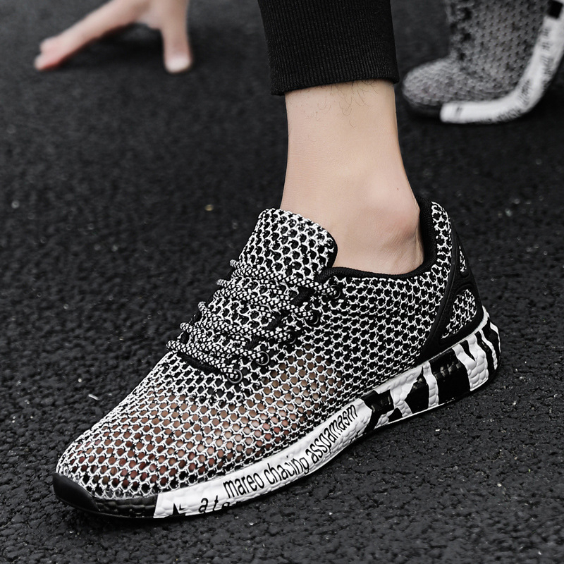 Pantofi de vară respirabili din plasă, stil coreean, subțiri, pantofi de alergare cu plasă mare, talpă goală, plus mărime, pantofi de plasă pentru bărbați