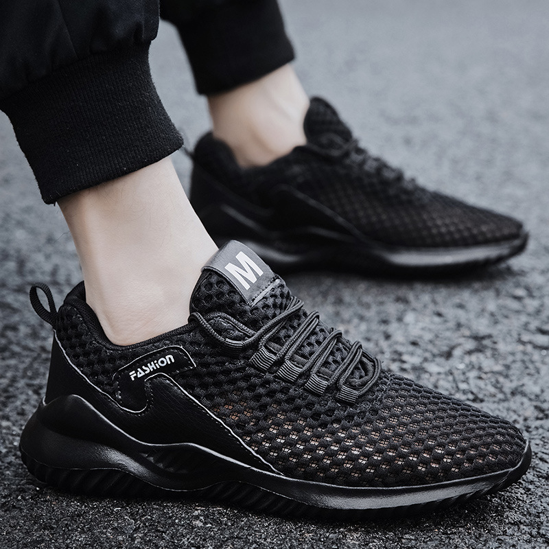 Pantofi de vară respirabili din plasă, stil coreean, subțiri, pantofi de alergare cu plasă mare, talpă goală, plus mărime, pantofi de plasă pentru bărbați