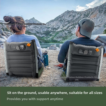 ETROL Надуваем сгъваем стол за къмпинг на открито с надуваема възглавница за облегалка