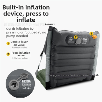 ETROL Надуваем сгъваем стол за къмпинг на открито с надуваема възглавница за облегалка