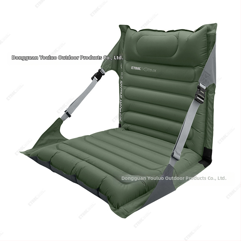 ETROL Надуваем сгъваем стол за къмпинг на открито с надуваема възглавница за облегалка