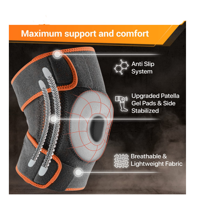 Új térdtartó oldalstabilizátor és térdkalács gélpárna csúszásgátló térd sport térdvédő Amazon Cross-Border