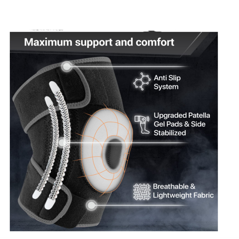 Új térdtartó oldalstabilizátor és térdkalács gélpárna csúszásgátló térd sport térdvédő Amazon Cross-Border