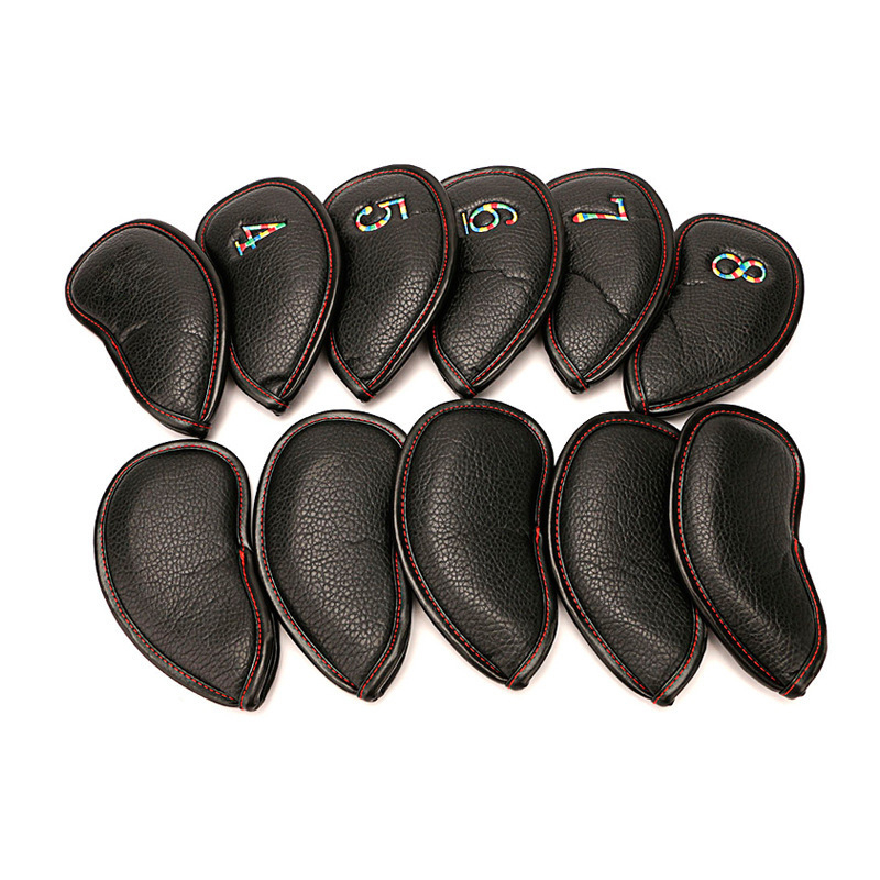 Fuli golfvas készlet 11 darabos/készlet licsi mintás vízálló pu bőr ütősapka készlet ütőfej védőhuzat