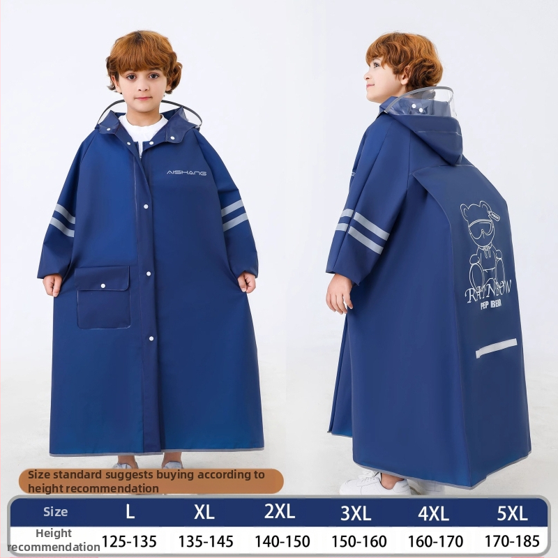 Laste vihmamantel põhikooliõpilastele algkooliõpilastele, meessoost keskkooliõpilastele vanuses 6-18 aastat, täiskeha vihmasadu ennetav spetsiaalne talutav koolikott