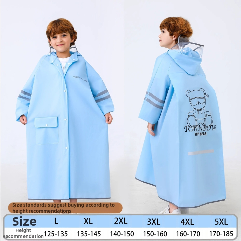 Laste vihmamantel põhikooliõpilastele algkooliõpilastele, meessoost keskkooliõpilastele vanuses 6-18 aastat, täiskeha vihmasadu ennetav spetsiaalne talutav koolikott