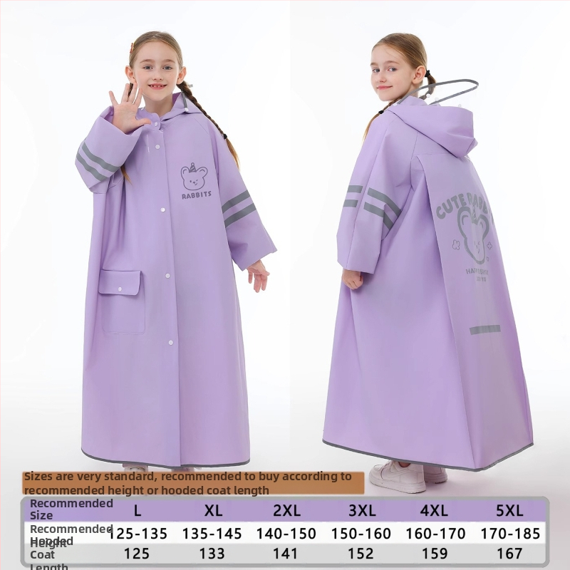 Laste vihmamantel põhikooliõpilastele algkooliõpilastele, meessoost keskkooliõpilastele vanuses 6-18 aastat, täiskeha vihmasadu ennetav spetsiaalne talutav koolikott