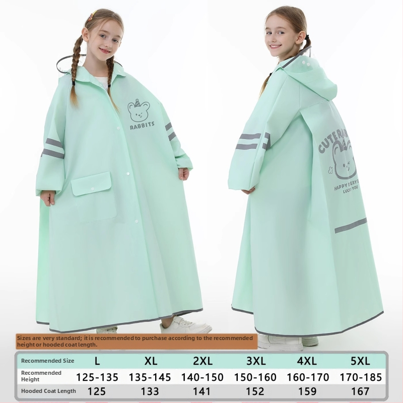 Laste vihmamantel põhikooliõpilastele algkooliõpilastele, meessoost keskkooliõpilastele vanuses 6-18 aastat, täiskeha vihmasadu ennetav spetsiaalne talutav koolikott