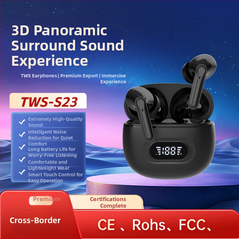 Bezdrôtové slúchadlá Tws Cross-Border Private Model S23 s Bluetooth 5.3, stereo redukciou šumu, digitálnym displejom, slúchadlá s dobrou kvalitou zvuku
