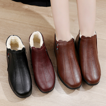 Χειμερινά Νέα Χοντρά Παπούτσια Μητέρας με Επίπεδη Μπότα για Μέση Ηλικία, Γυναικεία Αντιολισθητικά Ζεστά Βαμβακερά Παπούτσια για Ηλικιωμένους Χονδρικής