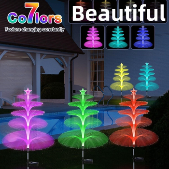 Ηλιακό Jellylight Εξωτερική Αδιάβροχη Πολύχρωμη Λάμπα Οπτικών Ινών Χριστουγεννιάτικη Αυλή Κήπου Διακοσμητική Λάμπα Τοπίου Ατμόσφαιρας