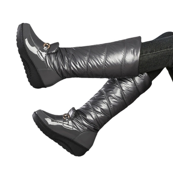 Νέες γυναικείες μπότες χιονιού με χοντρή σόλα του 2024, ζεστές και άνετες, χειμερινές γυναικείες μπότες χιονιού με μαλακή σόλα και επένδυση από φλις