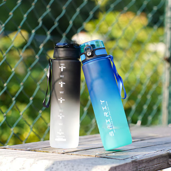 Sportinis vandens puodelis 1 l didelės talpos plastikinis puodelis Nešiojamas kosminis puodelis su svarstyklėmis Lauko fitneso tiesioginio gėrimo puodelis sportinis modelis