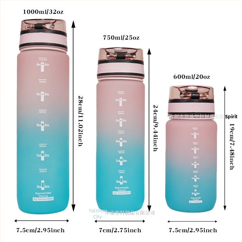 Спортна чаша за вода 1L с голям капацитет, пластмасова чаша, преносима космическа чаша с кантар, фитнес на открито, директна чаша за пиене, спортен модел